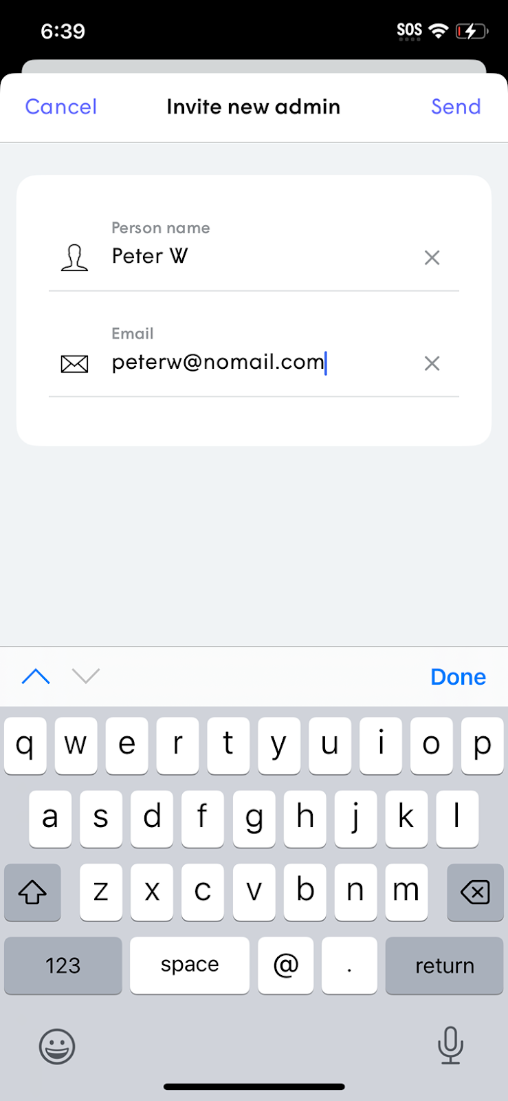Inviting a new admin