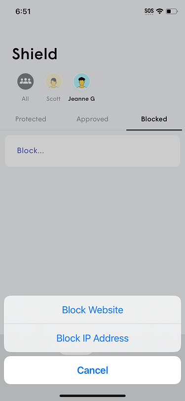 Adding a domain or IP to the Blocked list
